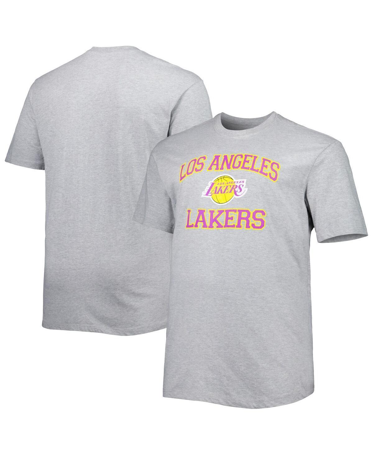 Mens Heathered Gray Los Angeles Lakers Big and Tall Heart and Soul T-shirt Product Image