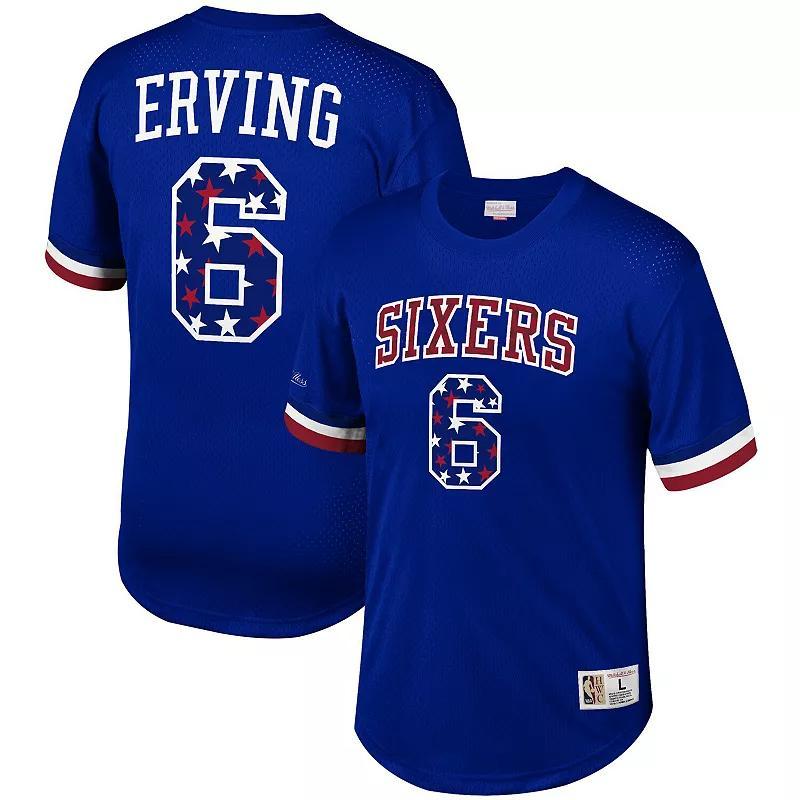 Mens Mitchell & Ness Julius Erving Royal Philadelphia 76ers Player Name Number T-shirt Product Image