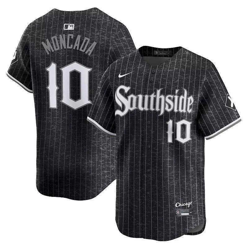 Nike Mens Yoan Moncada Black Chicago White Sox City Connect Player Jersey - White Product Image