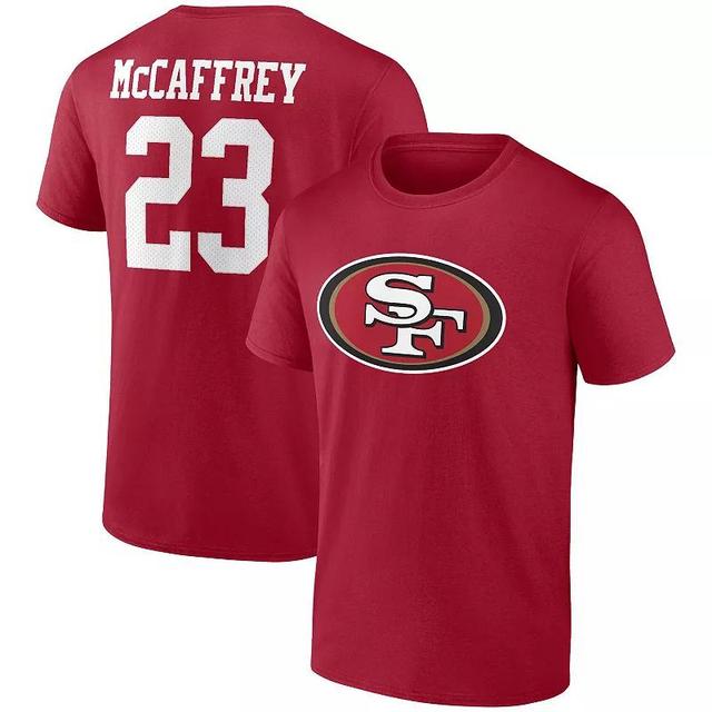 Mens Fanatics Branded Christian McCaffrey Scarlet San Francisco 49ers Player Icon Name & Number T-Shirt Product Image