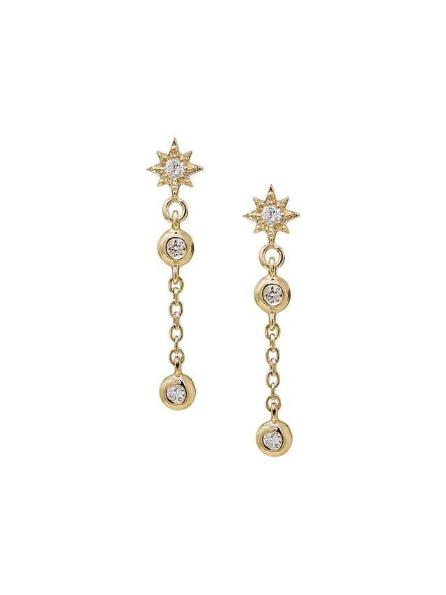 Womens Aztec 14K Yellow Gold & 0.17 TCW Diamond Star Drop Earrings Product Image