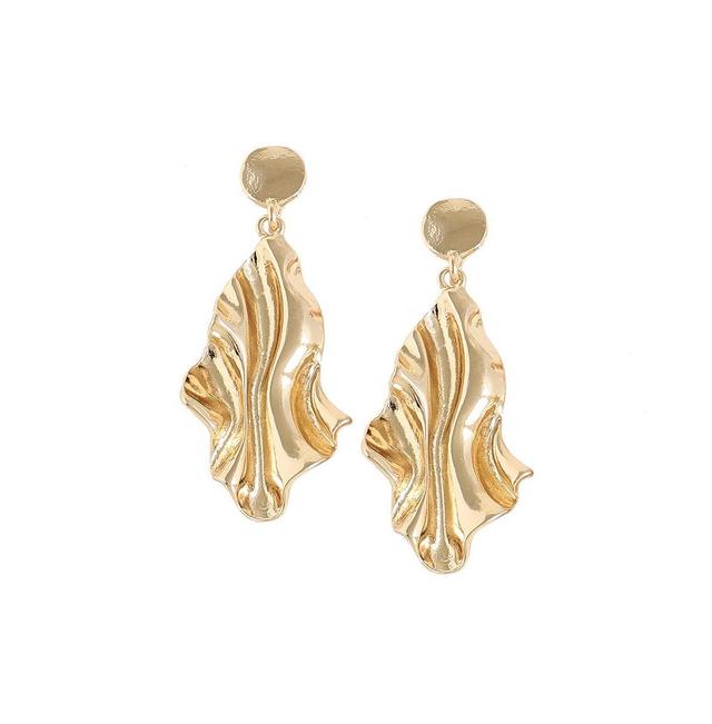 Sohi Womens Gold Metallic Ripple Drop Earrings Product Image