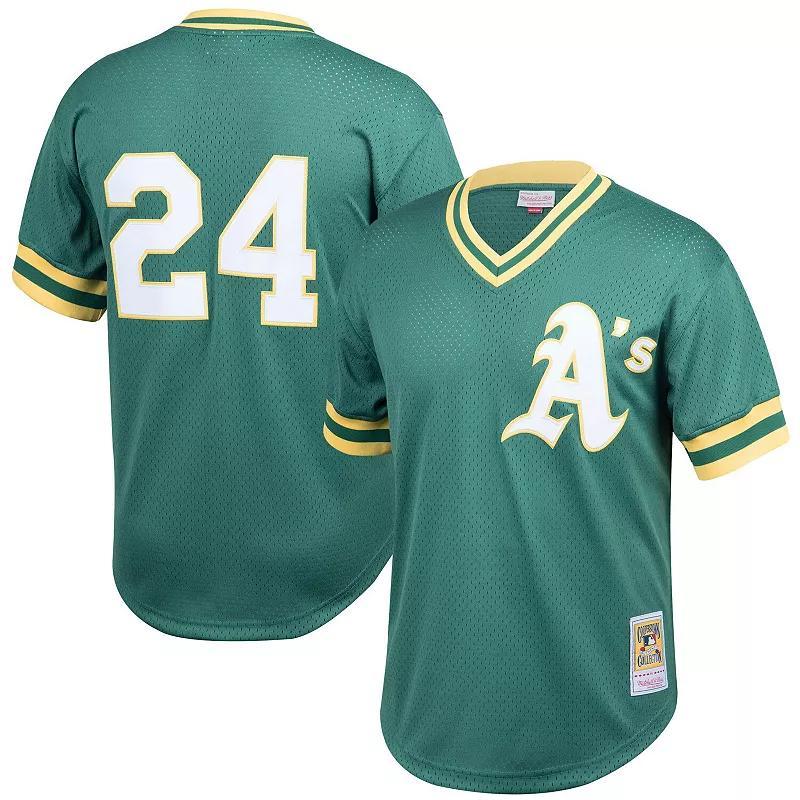 Mens Mitchell & Ness Rickey Henderson Oakland Athletics Cooperstown Collection Big & Tall Mesh Batting Practice Jersey Product Image