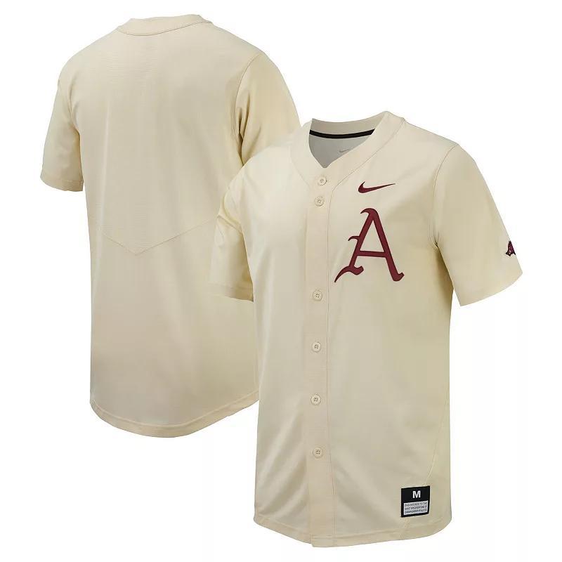 Mens Nike Cream Arkansas Razorbacks Replica Baseball Jersey Product Image