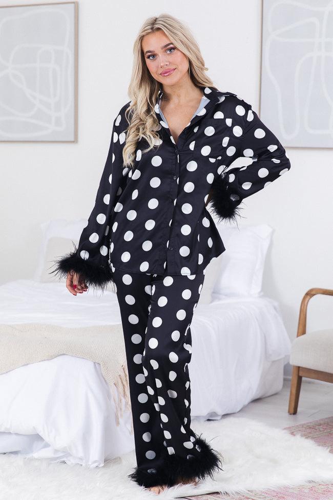 Wishful Wonderland Satin Polka Dot Pajama Top Product Image