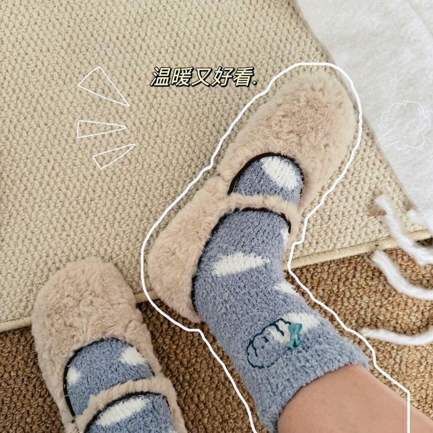 Dog Embroidered Fleece Socks Product Image