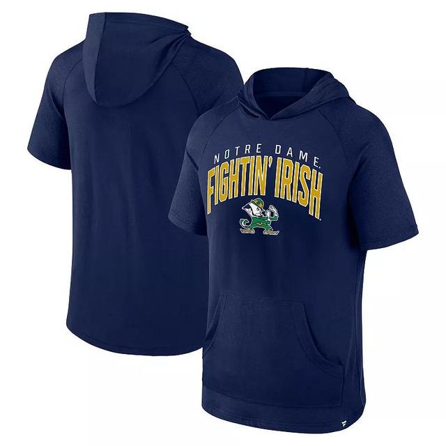 Mens Fanatics Notre Dame Fighting Irish Double Arch Raglan Short Sleeve Hoodie T-Shirt Blue Product Image