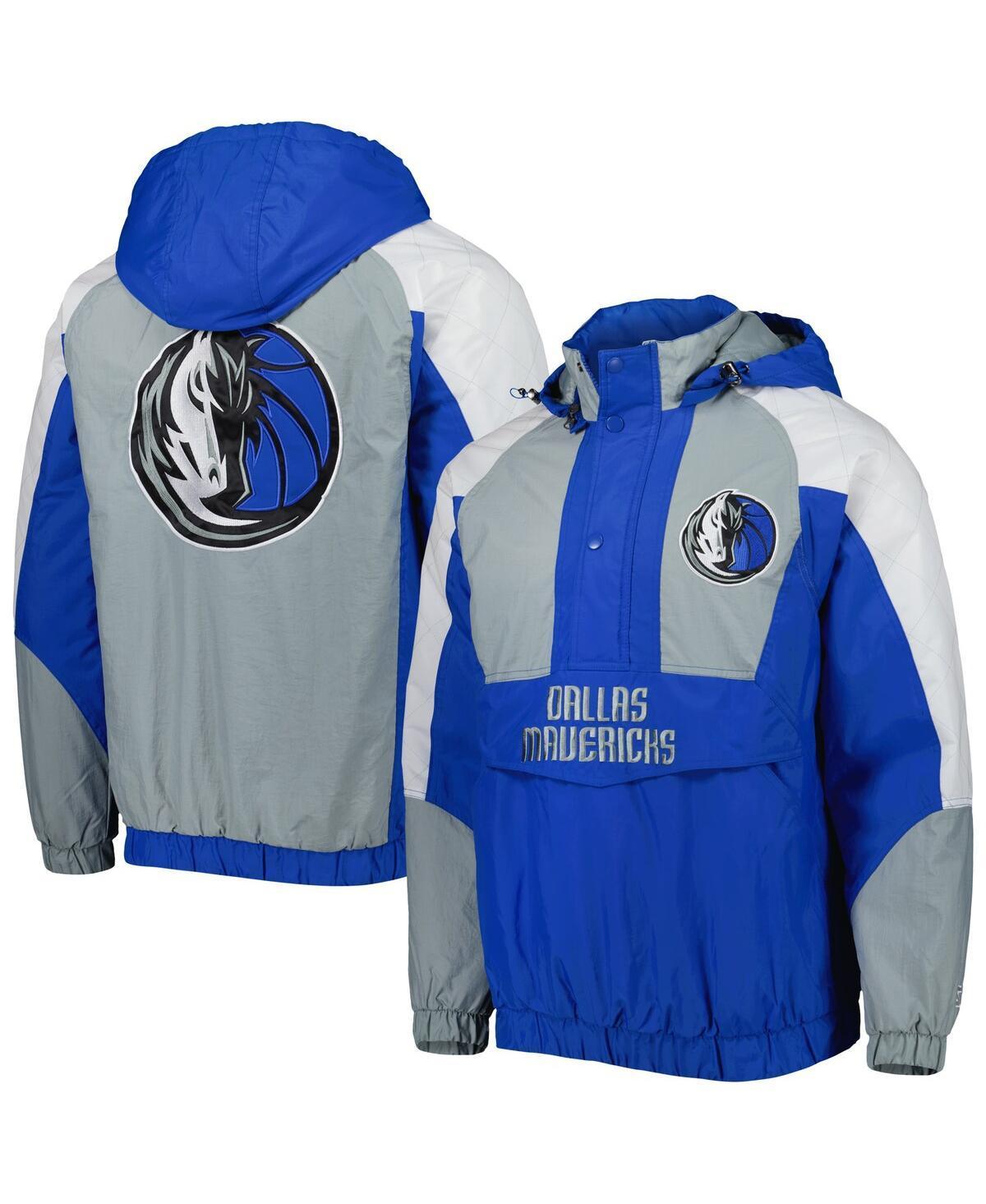 Mens Starter Royal Dallas Mavericks Body Check Raglan Hoodie Half-Zip Jacket Product Image