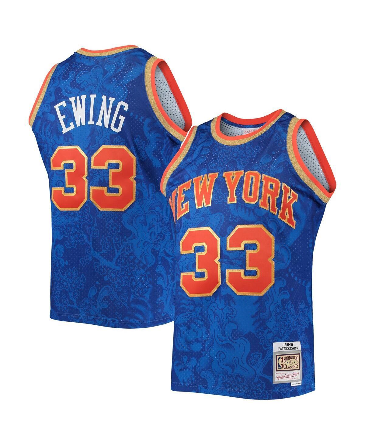 Mens Mitchell & Ness Patrick Ewing Blue New York Knicks Hardwood Classics 1991-92 Lunar New Year Swingman Jersey Product Image