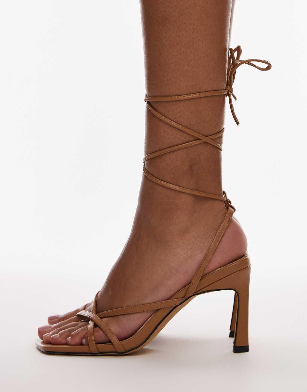 Topshop Faye strappy high heeled sandals in tan product image