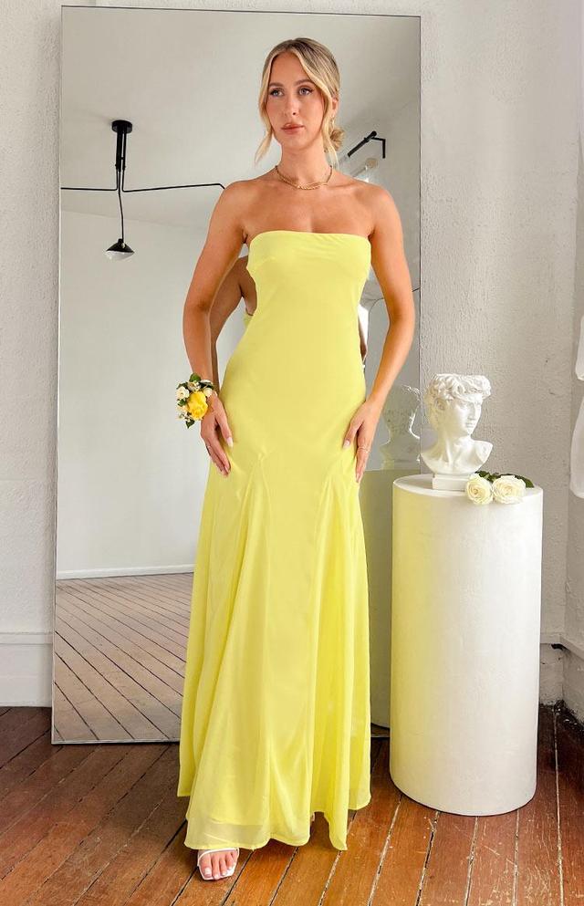 Myka Yellow Strapless Maxi Dress Product Image