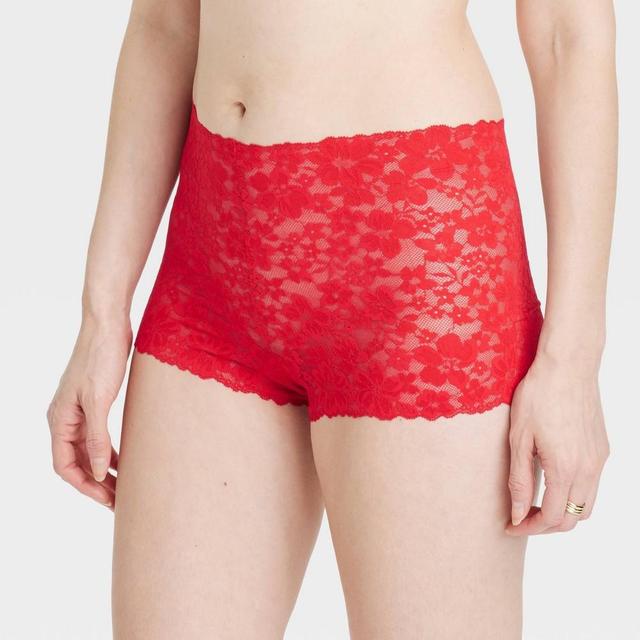 Womens Allover Lace Boy Shorts - Auden Wowzer Red XL Product Image