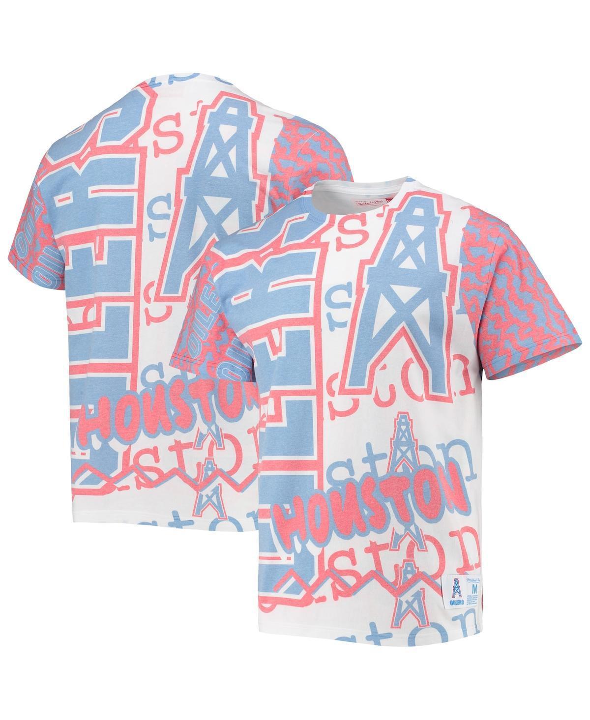 Mens Mitchell & Ness White Houston Oilers Jumbotron 2.0 Sublimated T-shirt Product Image