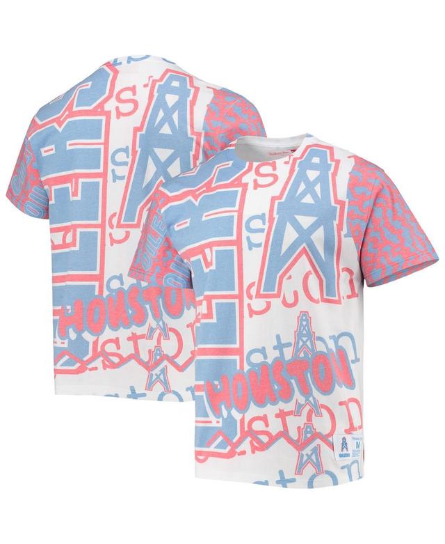 Mens Mitchell & Ness White Houston Oilers Jumbotron 2.0 Sublimated T-shirt Product Image