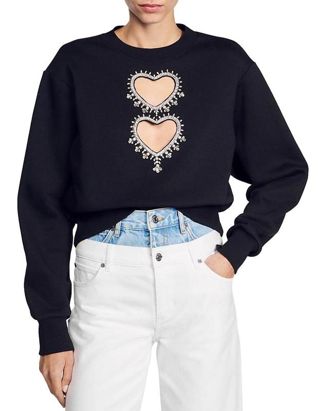 sandro Love Heart Embellished Sweater Product Image