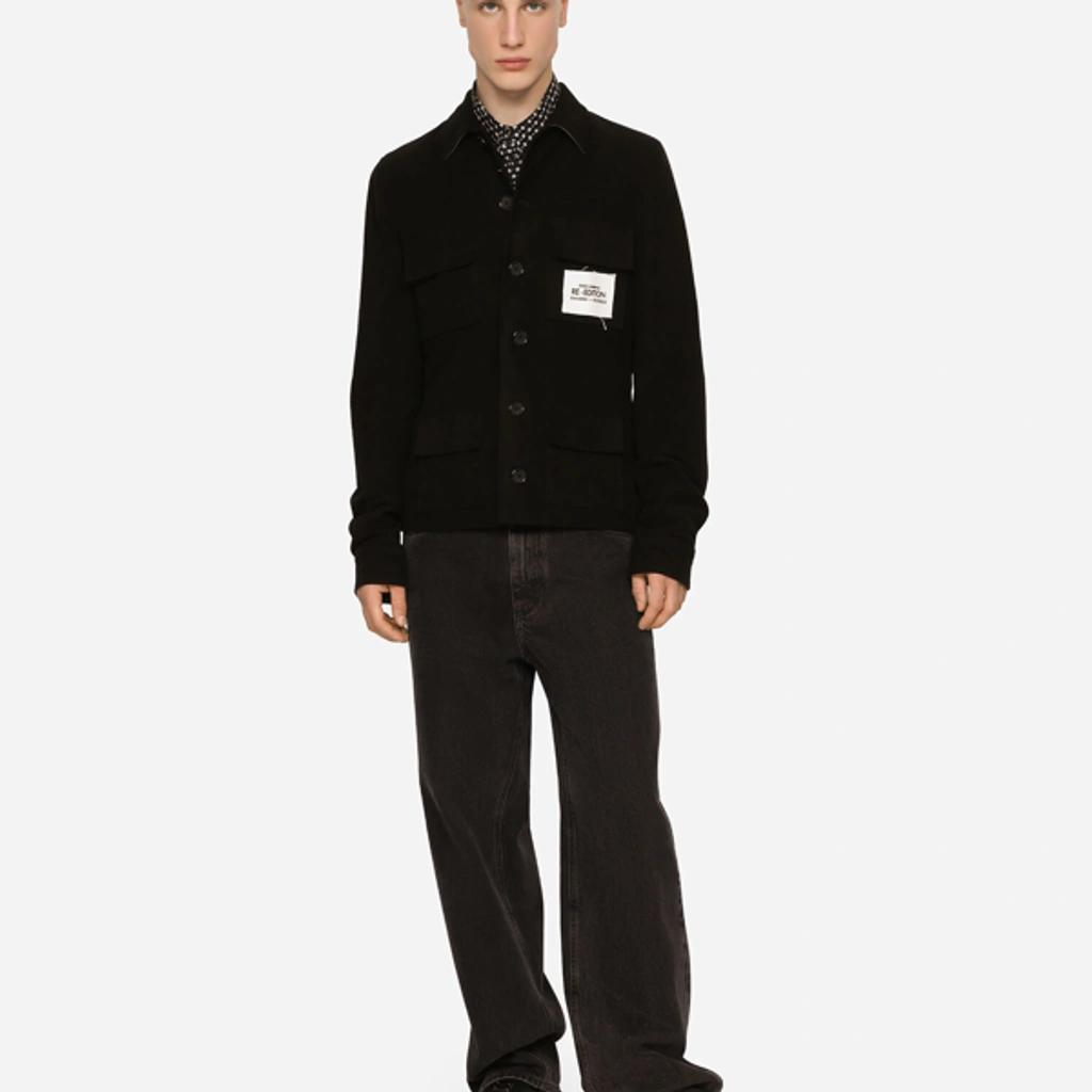 Multi-pocket Stretch Corduroy Sports Shirt In Black Product Image