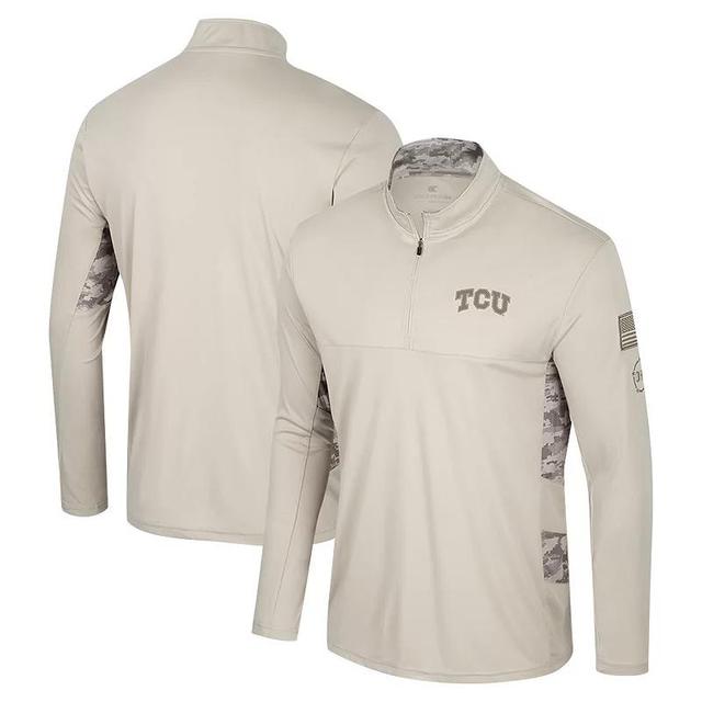 Mens Colosseum Natural TCU Horned Frogs OHT Military Appreciation Quarter-Zip Jacket Product Image