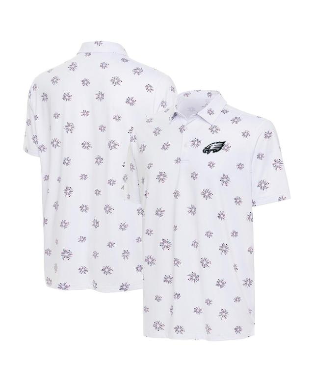 Antigua Mens White Philadelphia Eagles Fireworks Polo Product Image