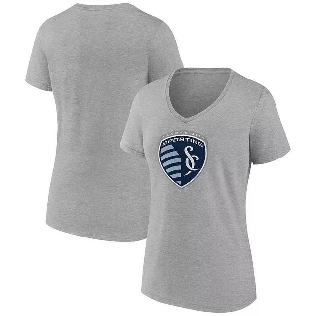 Womens Fanatics Branded Steel Sporting Kansas City Evergreen Logo V-Neck T-Shirt Product Image