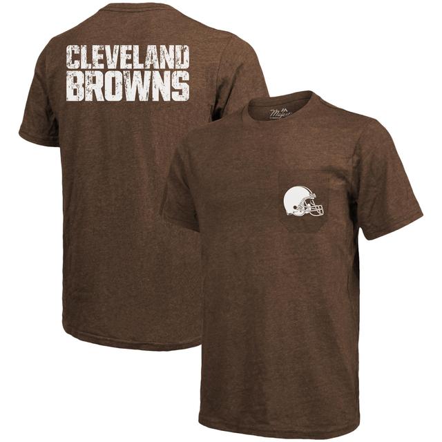 Cleveland Browns Majestic Threads Tri-Blend Pocket T-Shirt - Brown Product Image