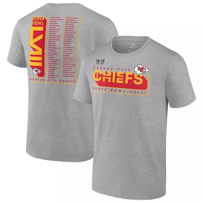 Mens Fanatics Branded Heather Gray Kansas City Chiefs 2023 AFC Champions Two-Sided Roster Big & Tall T-Shirt Product Image