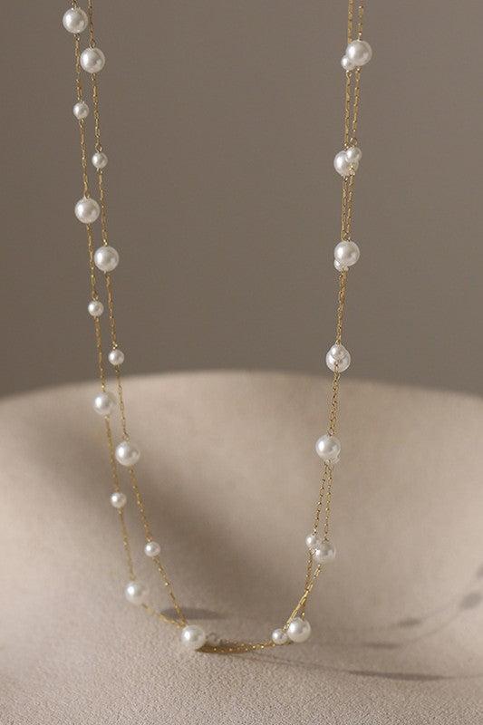 Layered Pearl Chain Necklace Product Image