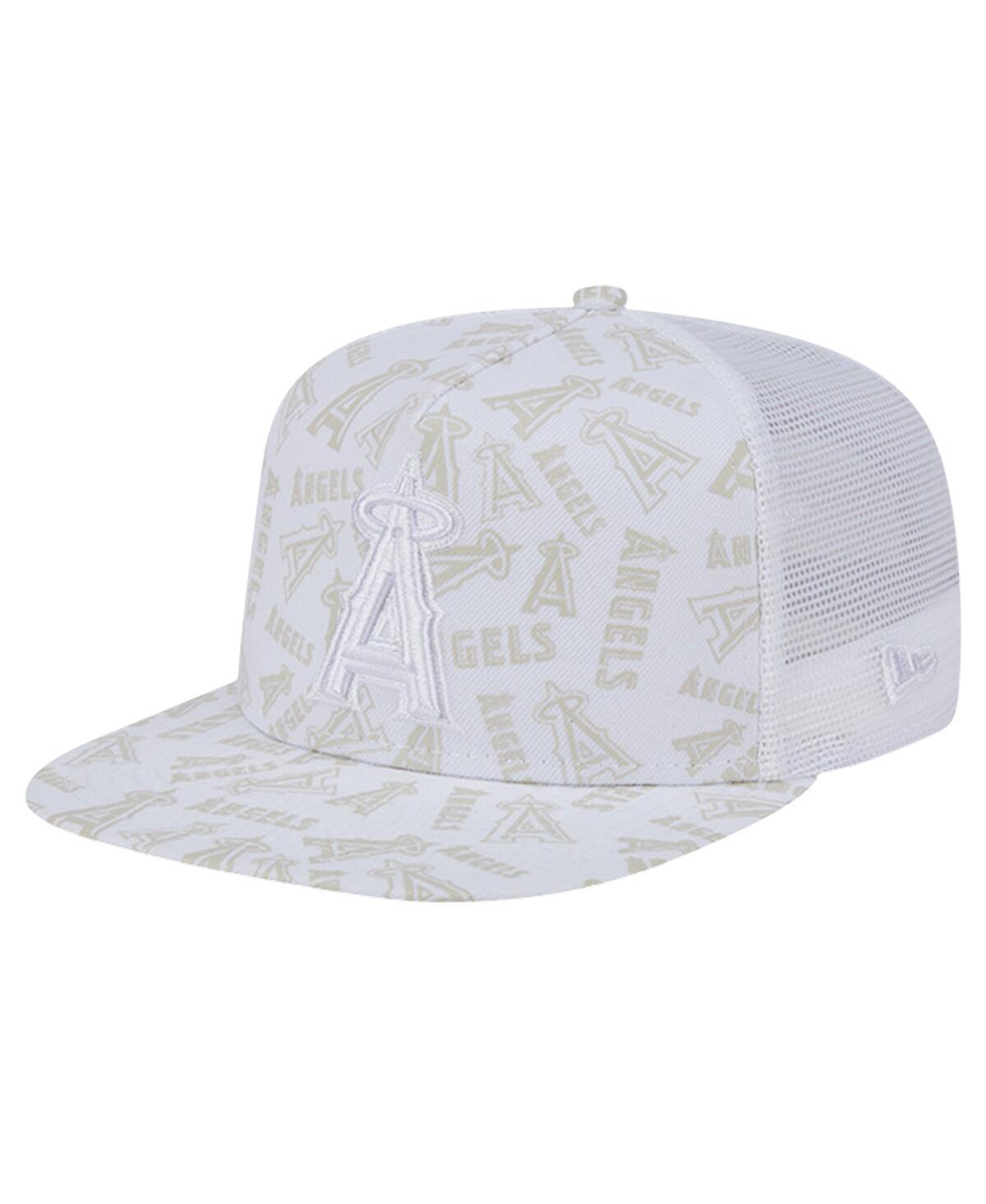 New Era Mens White Los Angeles Angels Logo Dunes A-Frame Trucker 9FIFTY Snapback Hat Product Image