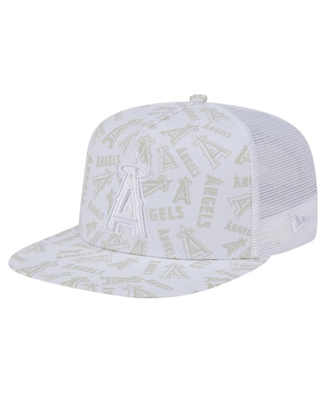 New Era Mens White Los Angeles Angels Logo Dunes A-Frame Trucker 9FIFTY Snapback Hat Product Image