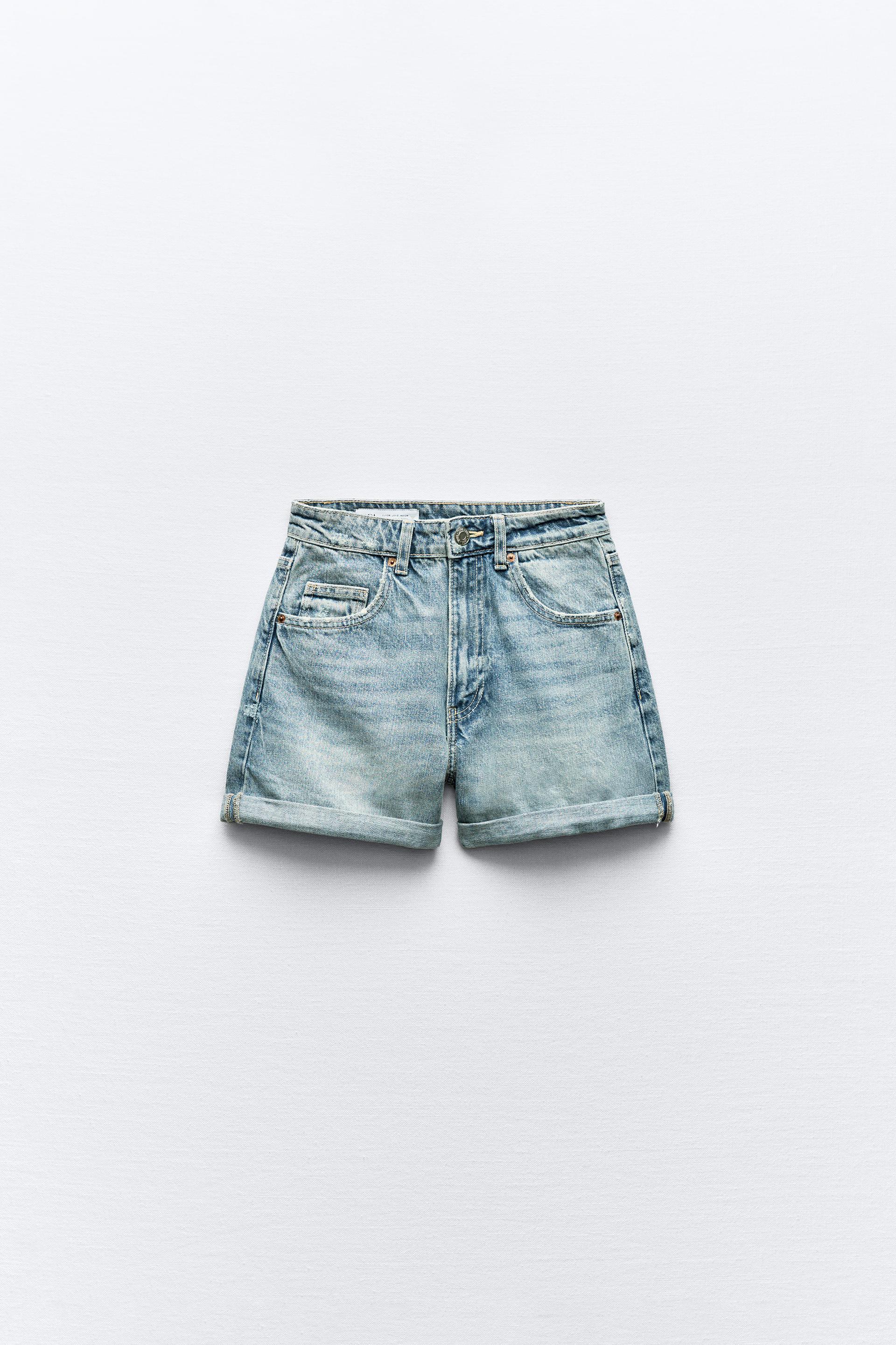 TRF HIGH-WAISTED MOM FIT DENIM SHORTS Product Image