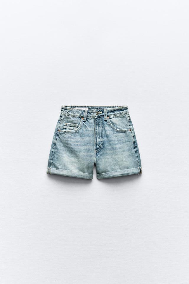 TRF HIGH-WAISTED MOM FIT DENIM SHORTS Product Image