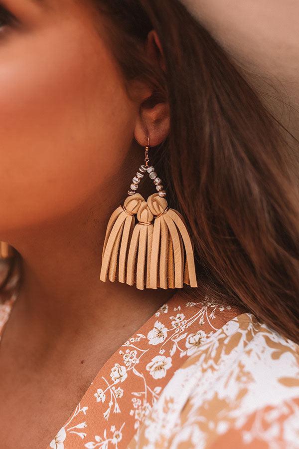 The Penelope Mini Tassel Earrings in Beige Product Image