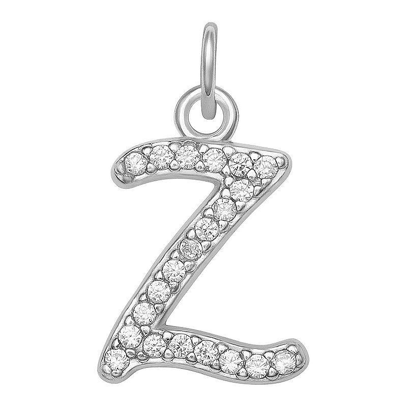 LC Lauren Conrad Sterling Silver Cubic Zirconia Initial Charm, Womens, Grey Product Image