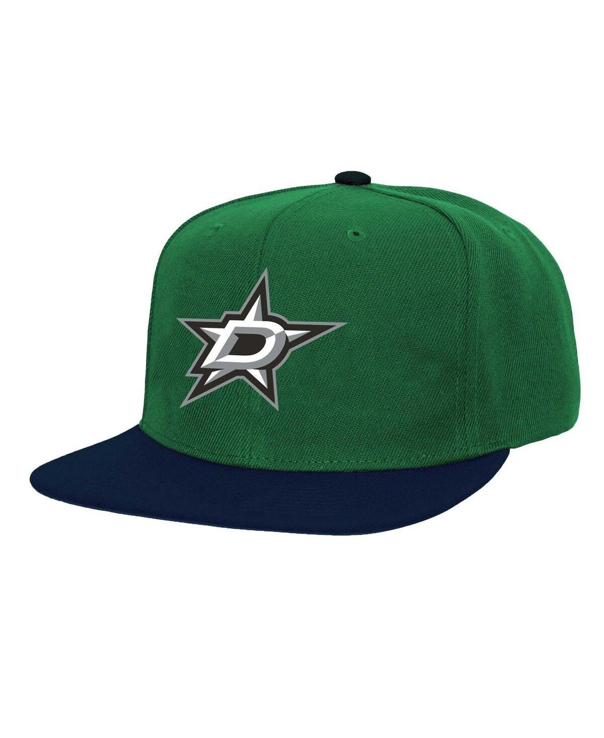 Mens Mitchell & Ness Kelly Green Dallas Stars Core Team Ground 2.0 Snapback Hat Product Image