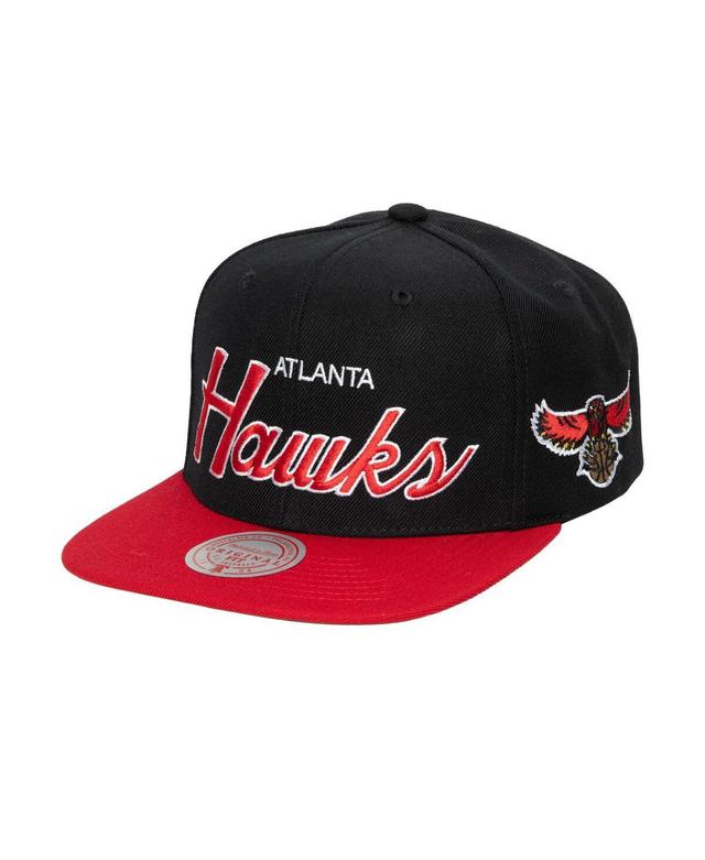 Mens Mitchell & Ness Black Atlanta Hawks Hardwood Classics Mvp Team Script 2.0 Snapback Hat Product Image