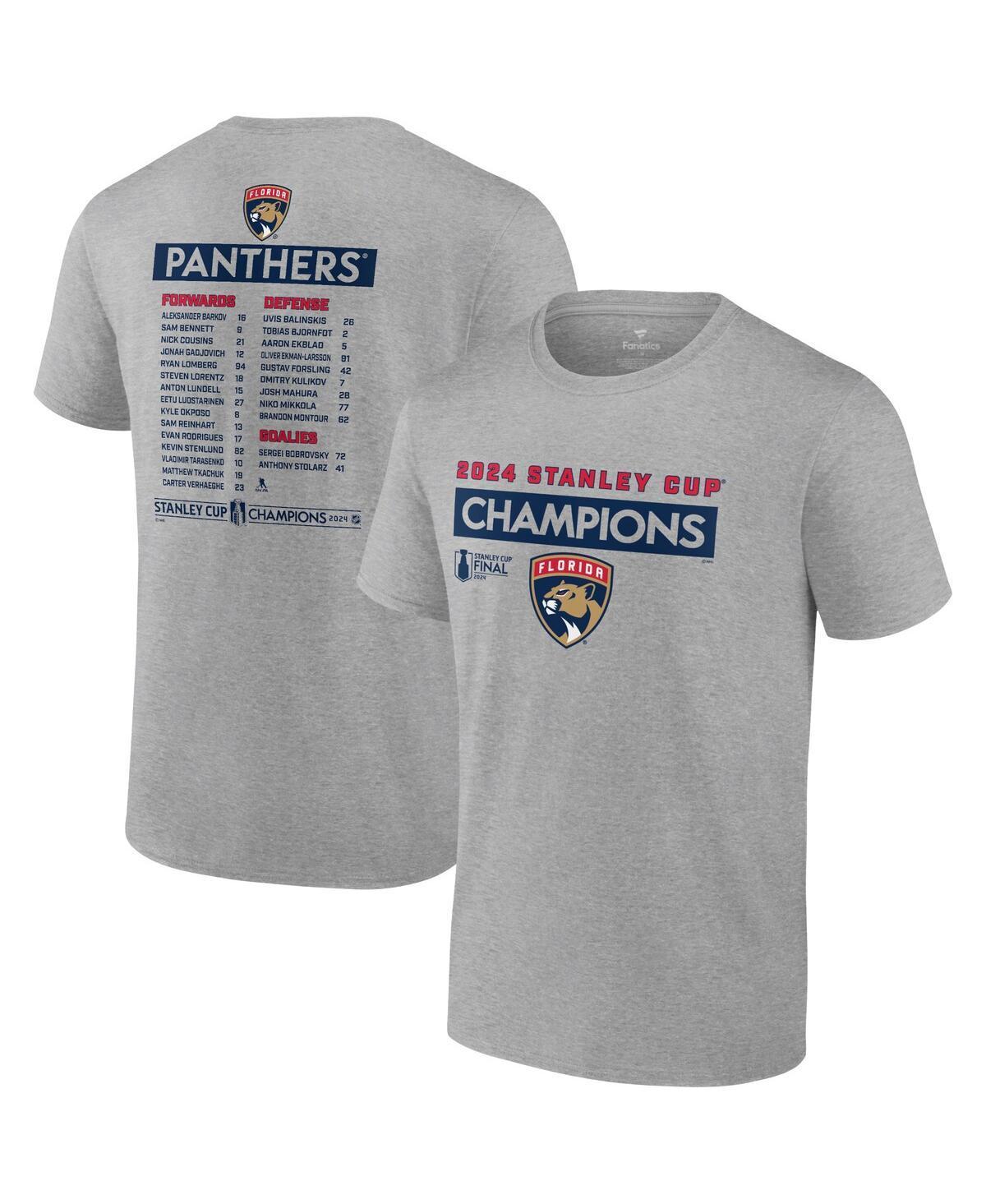 Mens Fanatics Steel Florida Panthers 2024 Stanley Cup Champions Roster T-Shirt Product Image