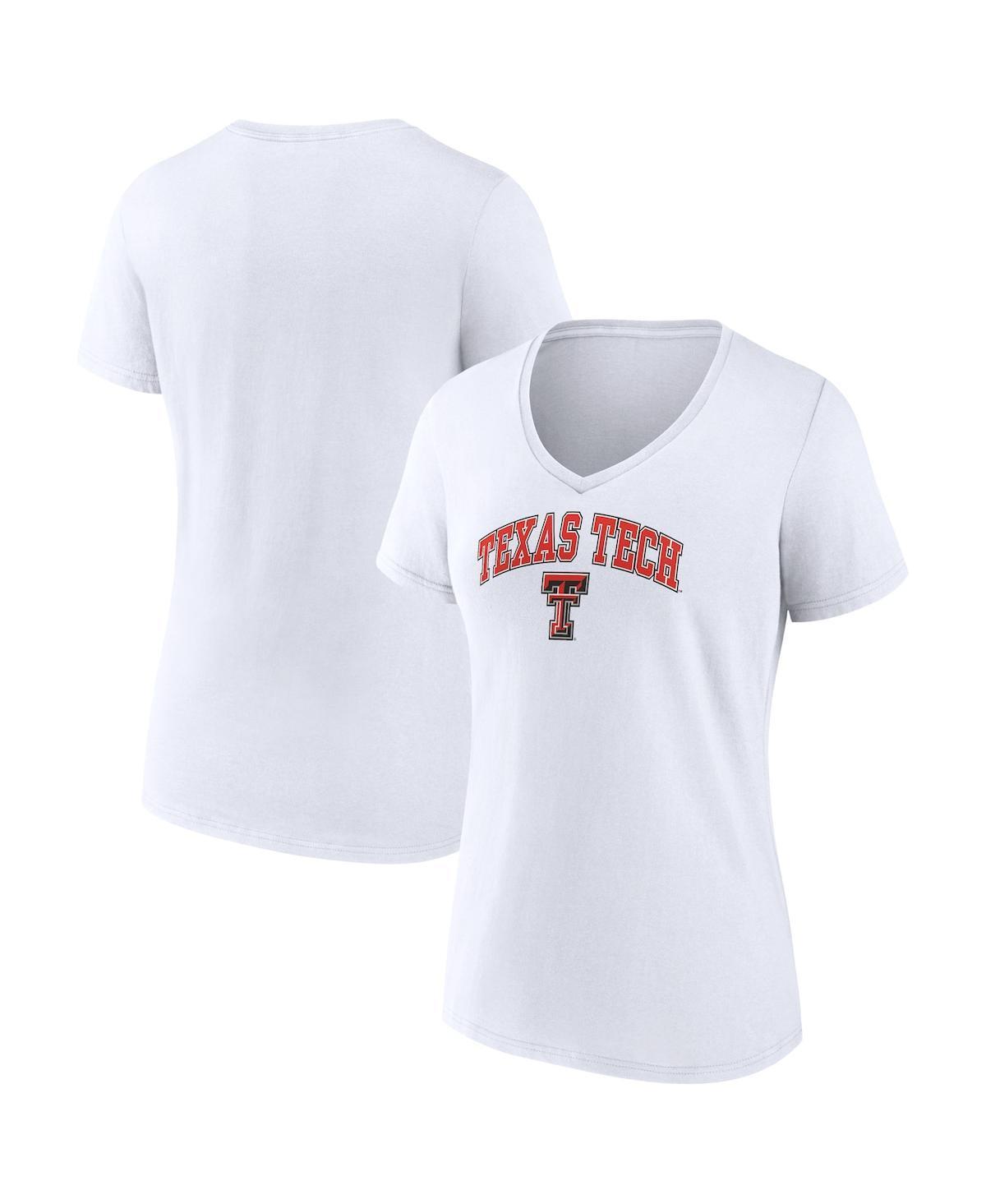 Womens Fanatics White Texas Tech Red Raiders Evergreen Campus V-Neck T-shirt Product Image