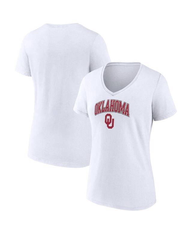 Womens Fanatics White Oklahoma Sooners Evergreen Campus V-Neck T-shirt Product Image