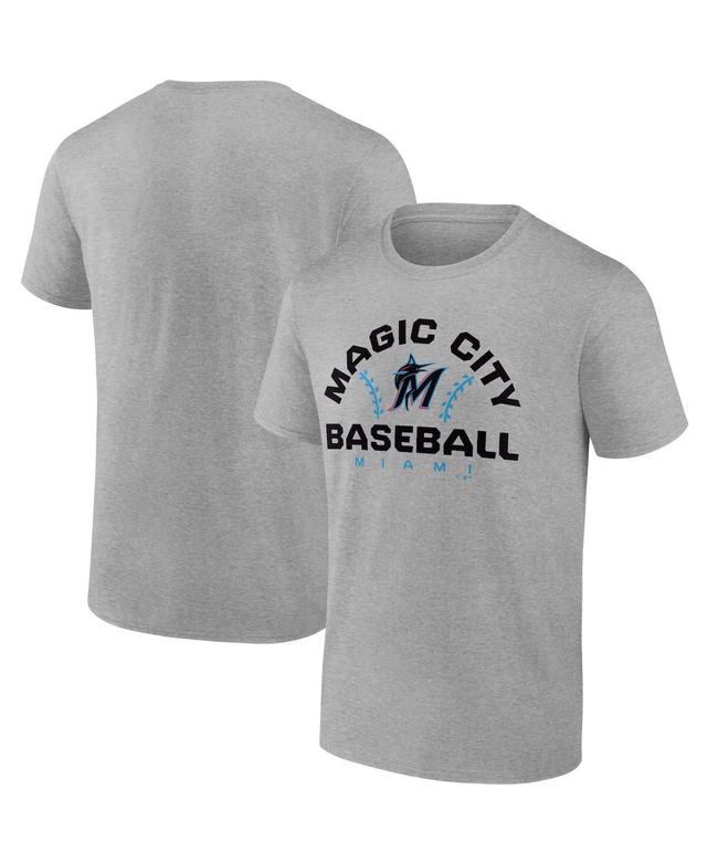 Mens Fanatics Branded Heathered Gray Miami Marlins Iconic Go for Two T-Shirt Product Image