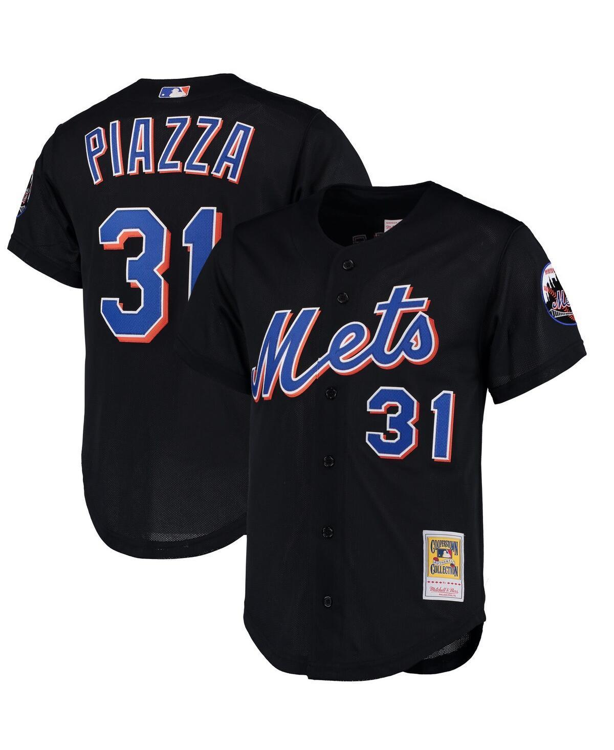 Mens Mitchell & Ness Mike Piazza Black New York Mets Cooperstown Collection Mesh Batting Practice Button-Up Jersey - Black Product Image