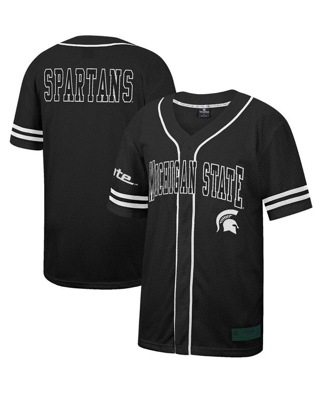 Mens Colosseum Black Michigan State Spartans Free Spirited Mesh Button-Up Baseball Jersey - Black Product Image