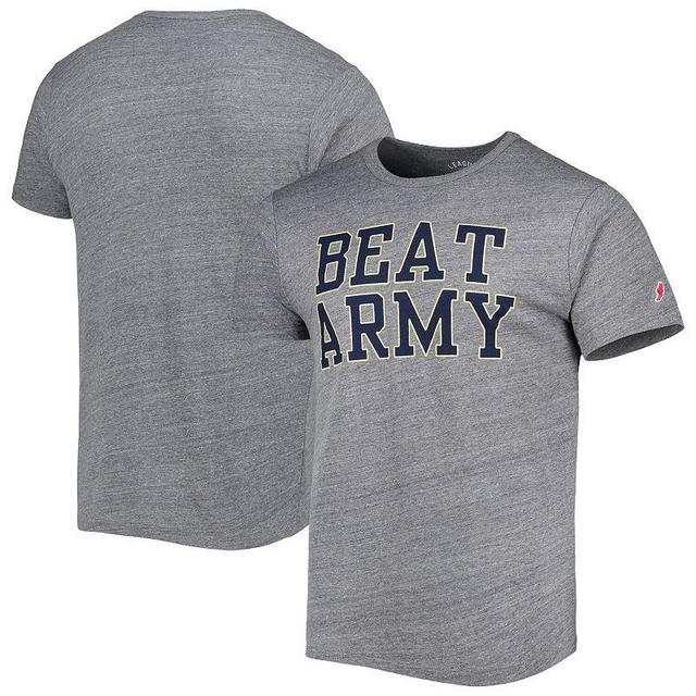 Mens League Collegiate Wear Heather Gray Navy Midshipmen Local Victory Falls Tri-Blend T-Shirt Product Image