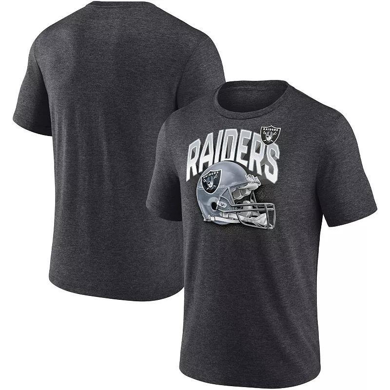 Men's Fanatics Branded Heathered Charcoal Las Vegas Raiders End Around Tri-Blend T-Shirt Product Image