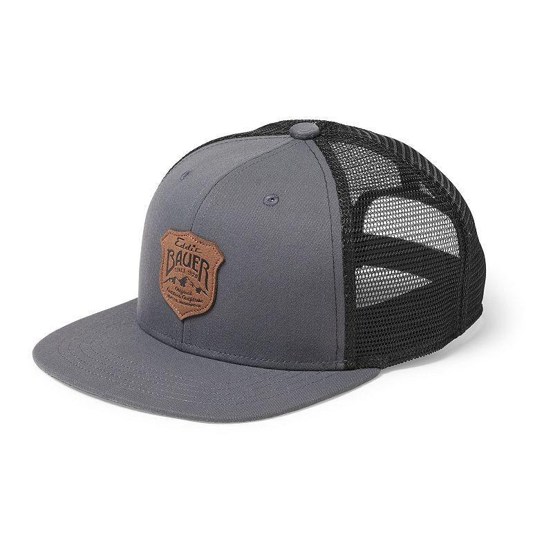 Mens Eddie Bauer Shield Logo High-Crown Recycled Snapback Hat, Grey Product Image