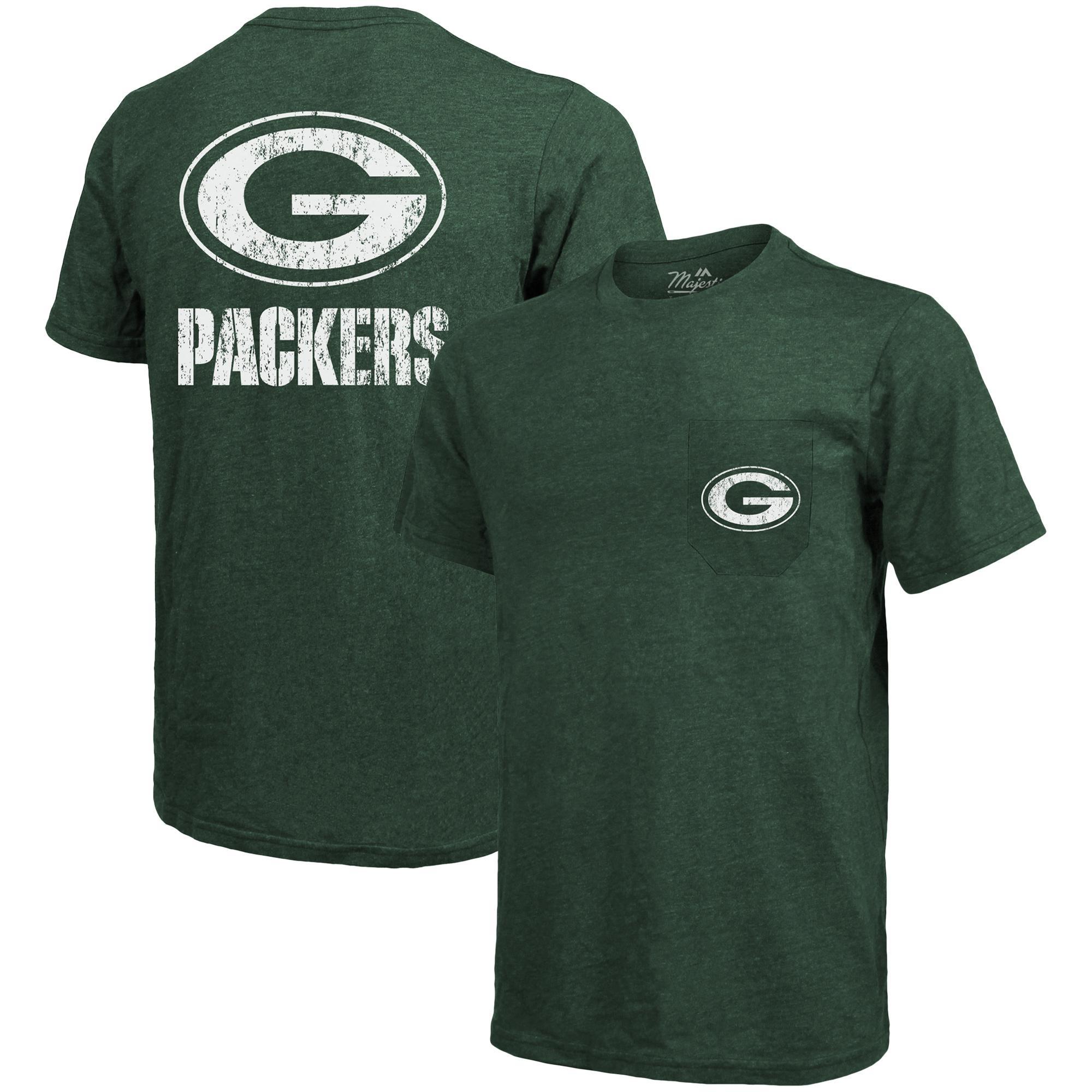 Green Bay Packers Tri-Blend Pocket T-shirt - Heathered Green Product Image