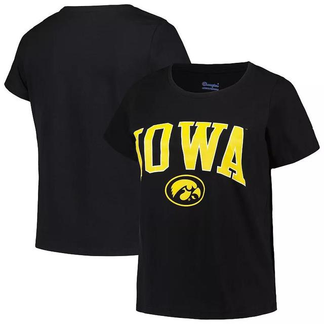 Womens Profile Iowa Hawkeyes Plus Size Arch Over Logo Scoop Neck T-Shirt Product Image