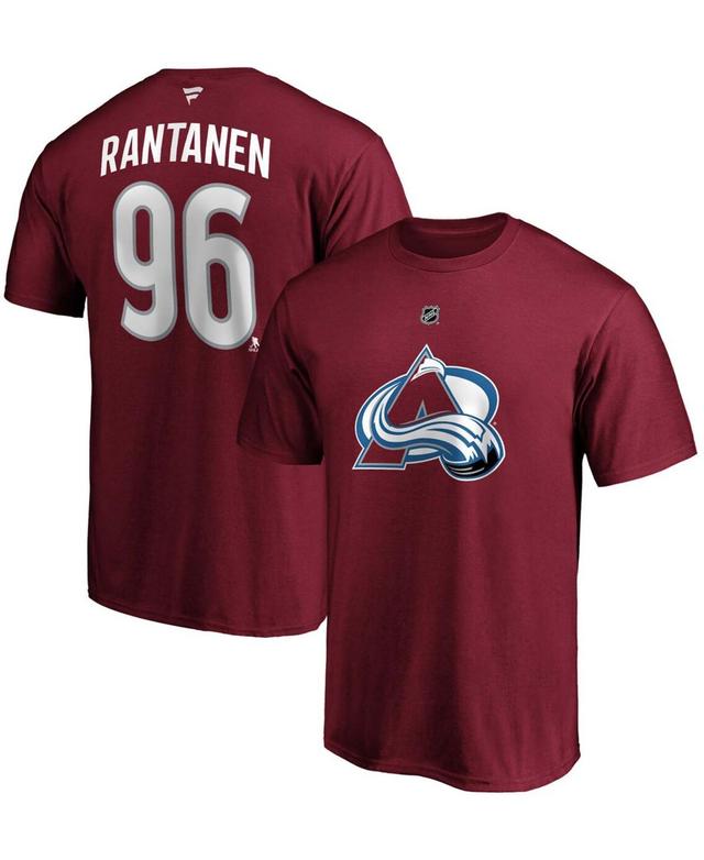 Mens Fanatics Branded Mikko Rantanen Burgundy Colorado Avalanche Team Authentic Stack Name & Number T-Shirt Product Image