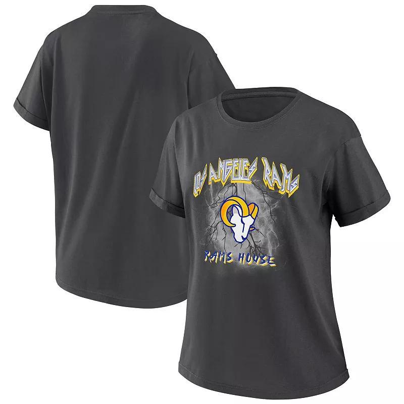 Womens WEAR by Erin Andrews Charcoal Los Angeles Rams Boyfriend T-Shirt Product Image