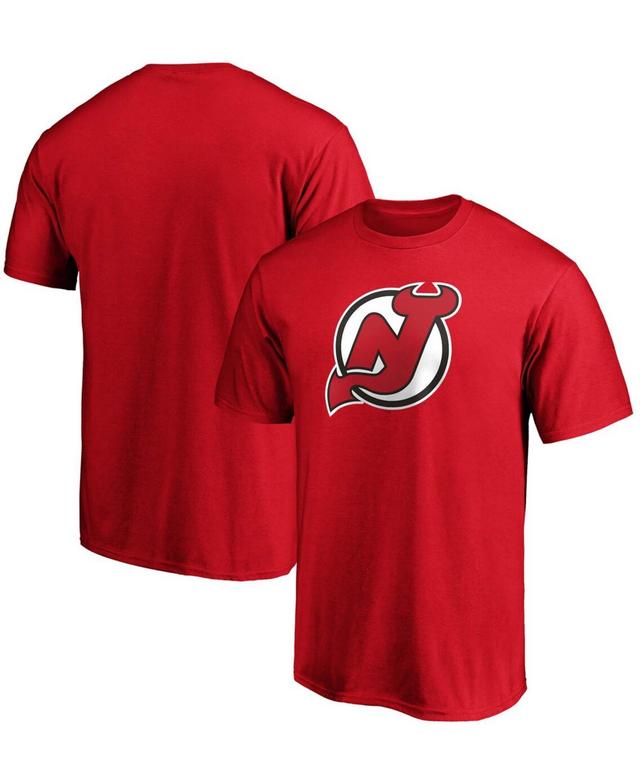 Mens Red New Jersey Devils Team Primary Logo T-shirt Product Image