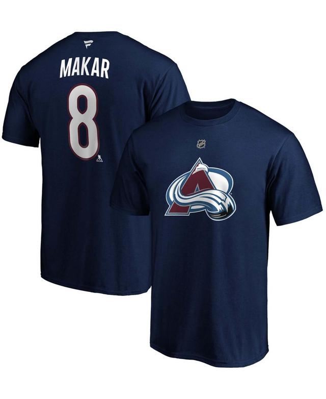 Mens Fanatics Branded Cale Makar Colorado Avalanche Authentic Stack Name & Number Team T-Shirt Blue Product Image