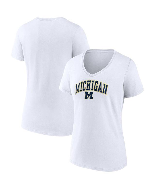 Womens Fanatics White Michigan Wolverines Evergreen Campus V-Neck T-shirt Product Image